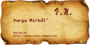 Varga Mirkó névjegykártya